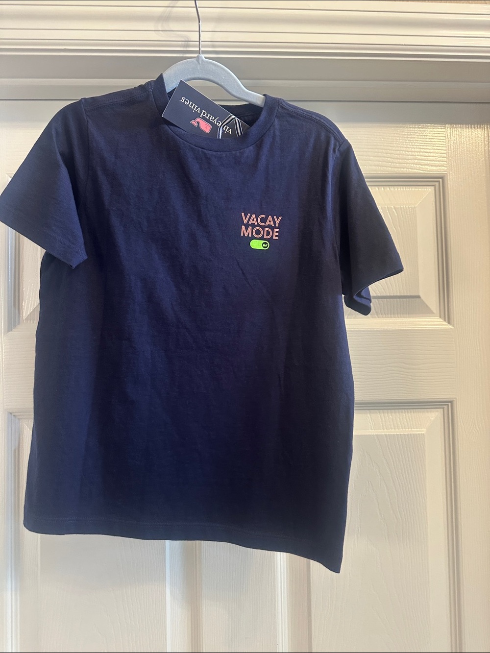 NWT Vineyard Vines Navy Short Sleeve Tee Vacay Mode Size 7